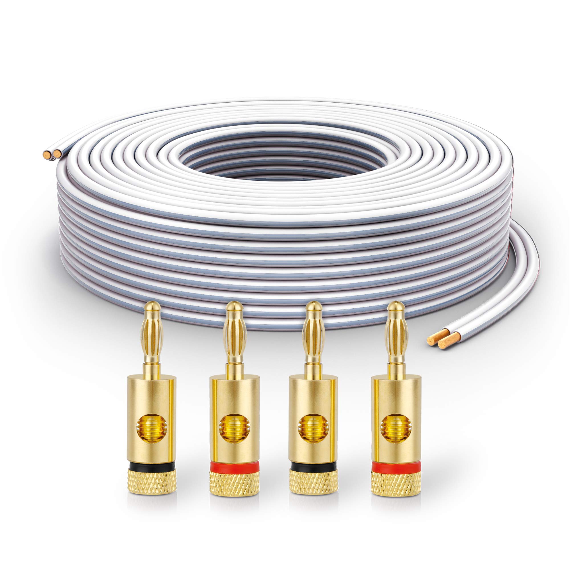 PureLink Speaker Cable OFC 2 x 2.50 mm² (0.20 mm) 15.0 m White Set of 4 Banana Plugs