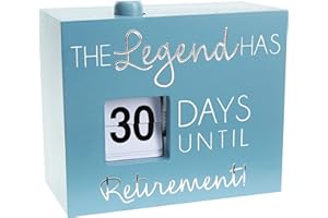 Pavilion Gift Company The Legend Has_ Days Until Retirement - Blue & Silver MDF & Plastic 30 Day Countdown Calendar