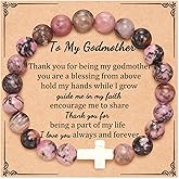JOGDIAM Christian Mothers Day Gifts Godmother Gift for Women Cross Charm Bracelet for God Mother's Proposal Gift