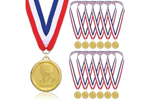 Donrime 12 Pieces Soccer Medals for Kids, Gold Metals Awards Medal for Kid’s Sports Soccer Games, Soccer Party Favors, 2 Inches