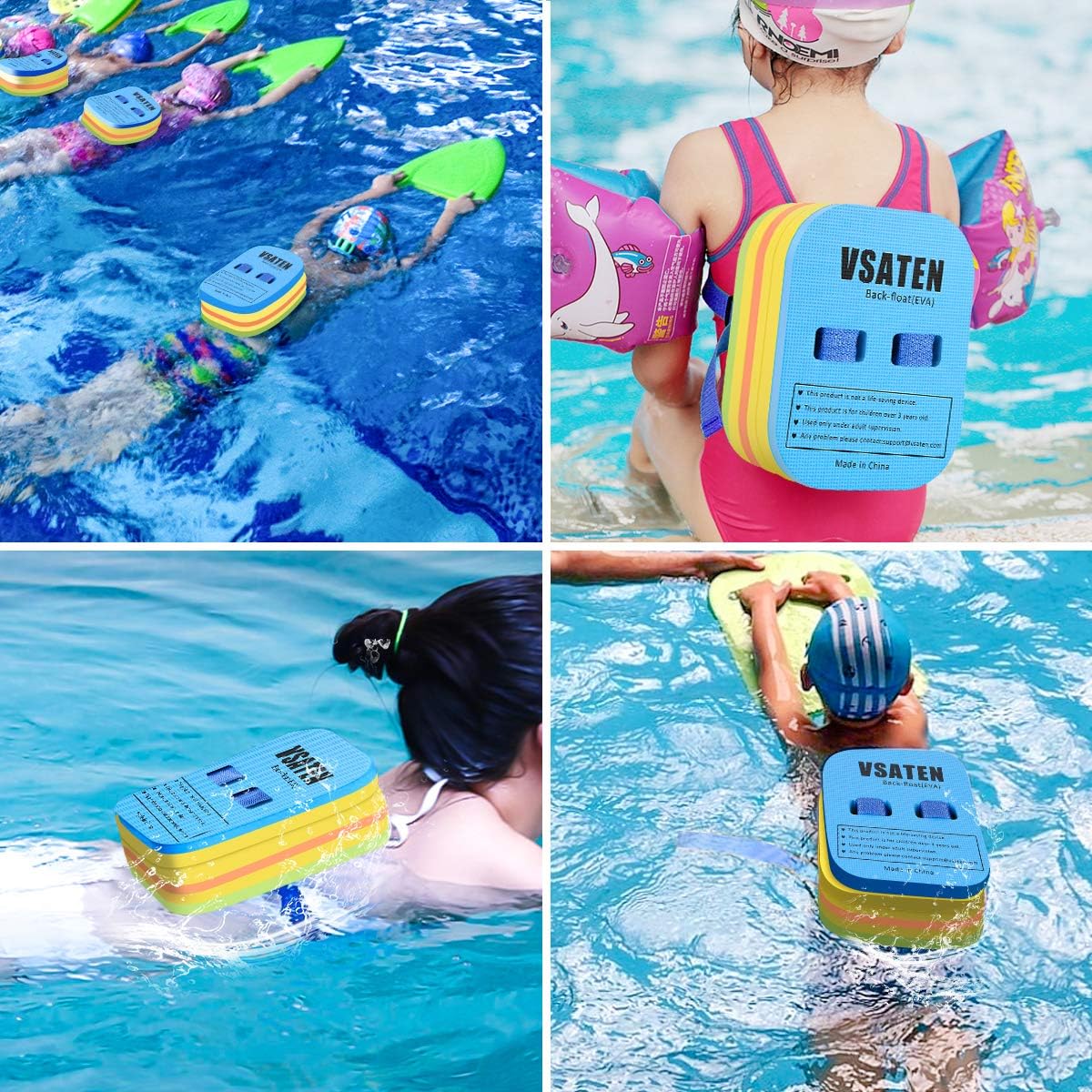 VSATEN Back Float, Swim Belt Bubble Adjustable 3 Layers Thicken Split Foam Learning Safety Training Board Pool Floaties for Kids Toddlers Swimming Beginners Floats Swim Lessons Equipment (60lb-100lb) : Sports & Outdoors