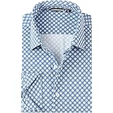 Damipow Mens 8-Way Stretch Dress Shirts Wrinkle Free Button Down Shirts Long Sleeve Knit Jacquard Business Casual Shirt