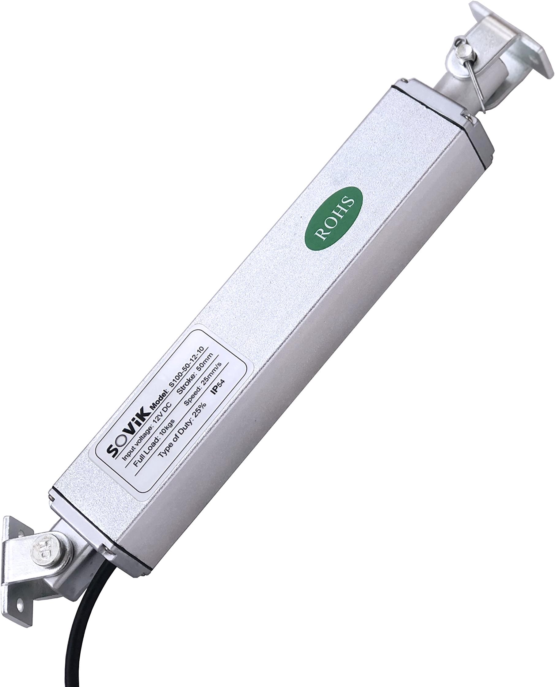SOViK 2" 2 inch Stroke Micro Linear Actuator,12V DC Speed 1" per sec Built in Limit Switch, 22lbs Maximum Lift Includes Mounting Brackets