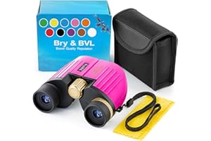BRY&BVL Binoculars for Kids - High Resolution, Shockproof – 8X22 Kids Binoculars for Bird Watching, Best Toys for Boys, Girls – Real Optics Set for Outdoor Toddler Games – Detective and Spy Kids Toys