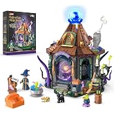 Wizard Hut Building Set with LED Lights for Teen Adults, House Model Kit | Magic Cottage Cabin with Spooky Halloween Decor, Collectible Display Model Gift for Fantasy &amp; Building Lovers, 1041 PCS