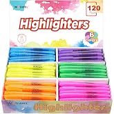 WOSWEL Highlighters Bulk, 120 Pack 6 Assorted Colors No Bleed Chisel Tip Highlighter Markers, Teachers Must Have, Office Supplies