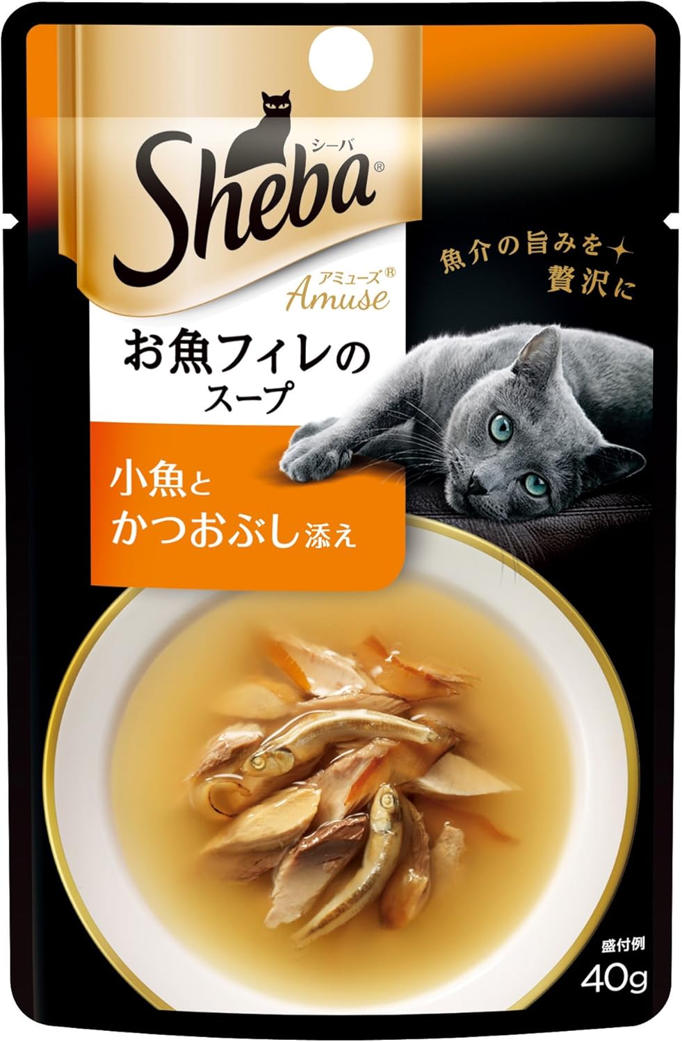 Amazon シーバ Sheba アミューズ 成猫用 お魚フィレのスープ 小魚とかつおぶし添え 40g 12袋 キャットフード ウェット シーバ Sheba ペット用品 通販