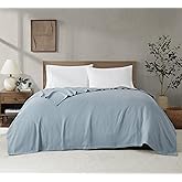 ROYAL VELVET Dream Cotton Blue Full/Queen Blanket, Solid Textured, for Men and Women, Oeko-TEX Certified Confidence