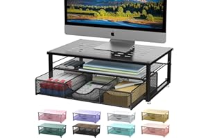 gianotter Computer Monitor Stand Riser, Desk Organizers and Accessories with Drawer, Office Desk Accessories & Workspace Desktop Organizers Storage for Printer Stand (Black)