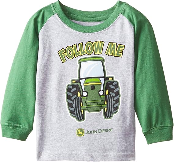 John Deere Baby Boys' Follow Me T Shirt, Heather Grey/Green