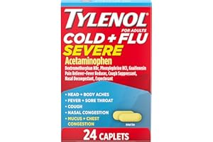 Tylenol Cold + Flu Severe Medicine Caplets for Cold & Flu Symptom Relief, Fever Reducer, Pain Reliever, Cough Suppressant, Nasal Decongestant & Expectorant with Acetaminophen, 24 ct.