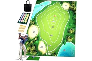 HECCEON Golf Mat, Golf Hitting Mat Practice Outdoor | Indoor Golf Simulator Real Feel Green Golf Mats | 18MM Thickened & Durable | Comes with Tees & Balls | Nice Golf Gift for Golf Lovers Beginner