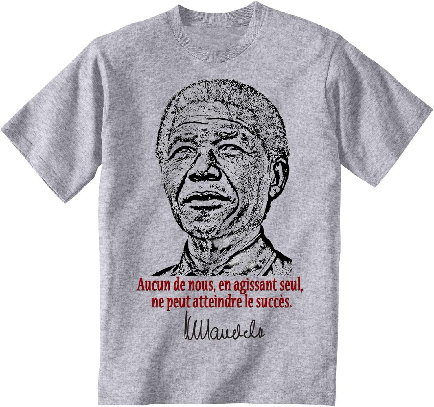 teesquare1st Men's Nelson Mandela Aucun De Nous Cotton T Shirt Men/Tshirt for Mens/Printed 