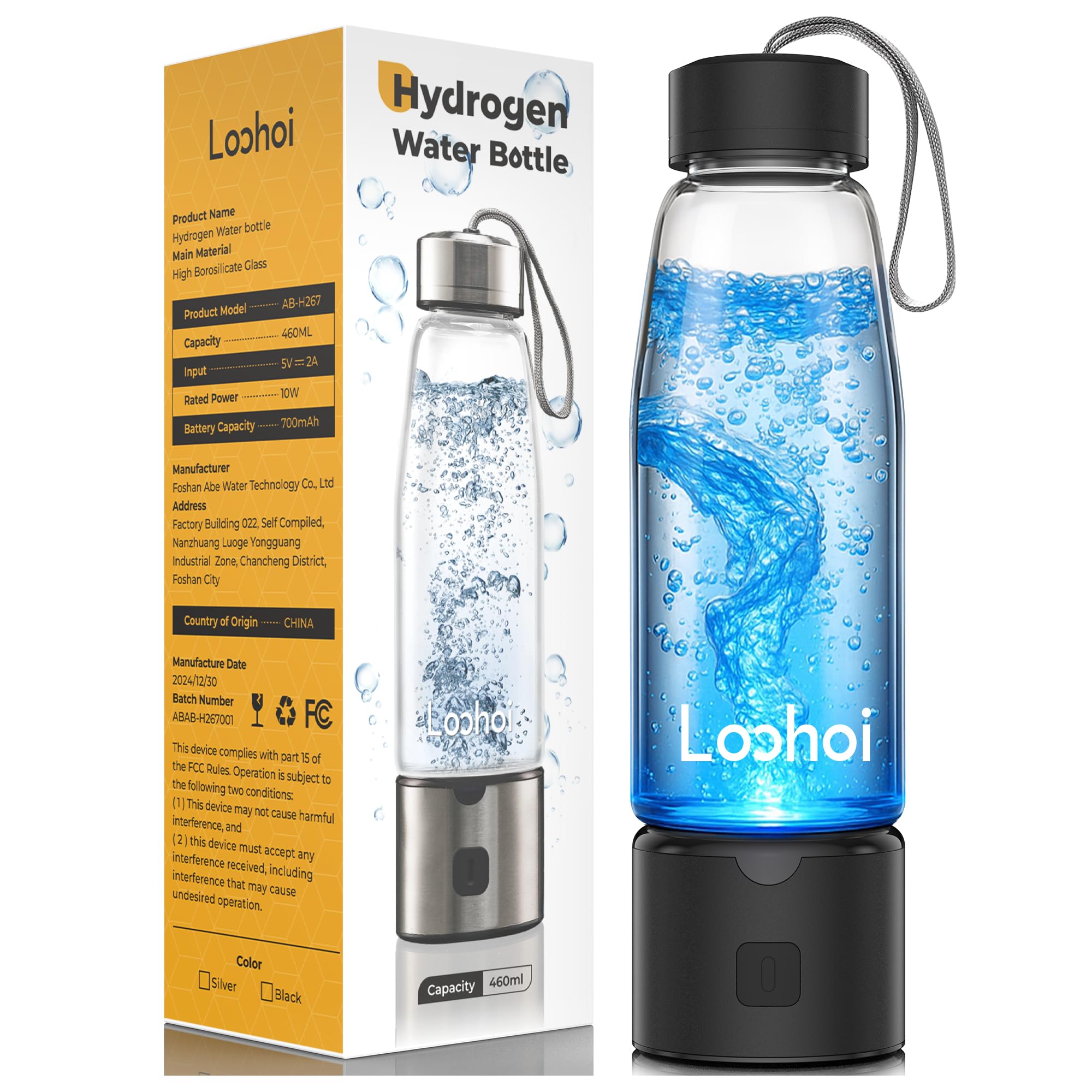 Photo 1 of LOOHOI Hydrogen Water Bottle,Portable SPE/PEM Hydrogen Generator Cup 16oz,Rich Hydrogen Infused Water Maker for Health, Fitness,Gift for Home, Office & Travel(Black1)