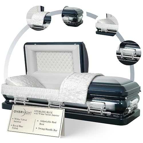Overnight Caskets - Sterling Steel Funeral Casket Blue with White ...