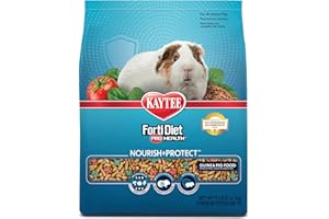 Kaytee Forti-Diet Pro Health Nourish+Protect Guinea Pig Food, Comprehensive Nutrition Backed by Science, Digestive Health, Immune Support, 5 pounds