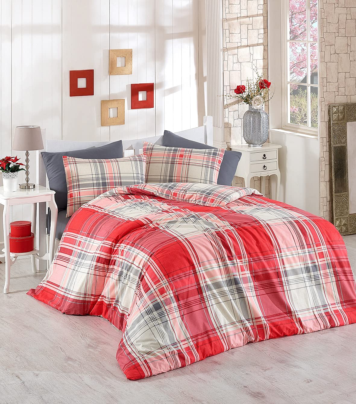 Questo Casa 100% Ranforce Cotton Single Duvet Cover Set, Duvet Cover 160 x 220 cm, Flat Leaf 160 x 240 cm, Pillowcase 50 x 70 cm (1 piece)