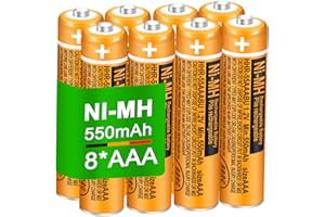 8 Pack HHR-55AAABU NI-MH Rechargeable Battery for Panasonic 1.2V 550mAh AAA Battery for Cordless Phones