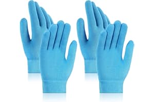 Chuarry 2 Pairs Dry Hand Healing Moisturizing Gloves Hydrating Cracked Hand Healing Gloves with Gel Lining Soft Spa Reusable Gel Gloves for Men Women Hands Softening Treatment Overnight (Blue)