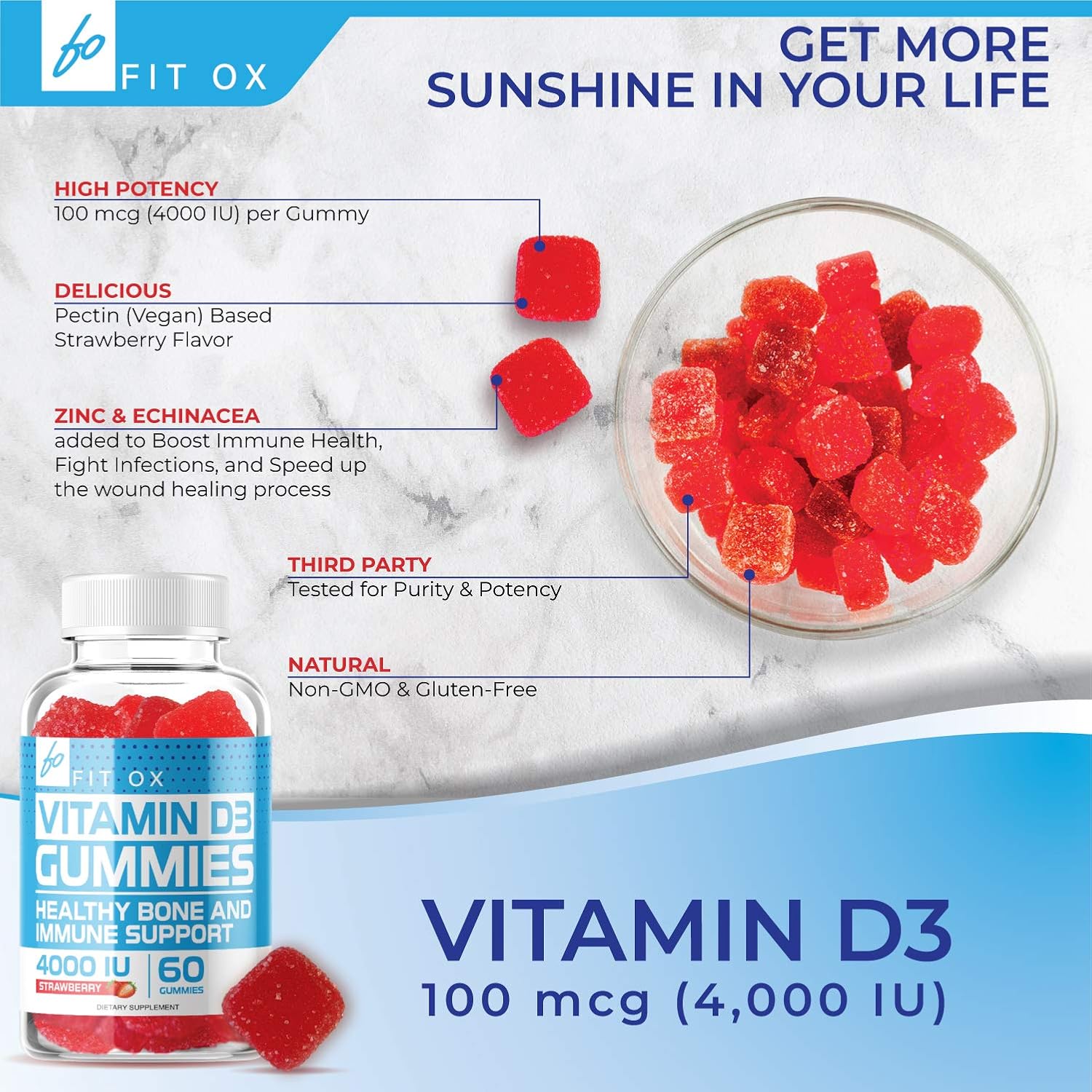 Vitamin D3 Gummies with Zinc Echinacea Supplements 4000 IU, Chewable Vitamin D for Adults Kids - VIT D Immune Booster, Bone Health, Joint Muscle Support -Tablet Powder Alternative Vegan (2 Pack): Health & Personal Care