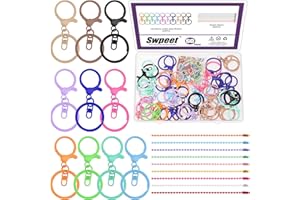 Swpeet 60Pcs Mixed Color Lobster Claw Clasps Keychain with Swivel Trigger Clip Flat Split Keychain Ring and Ball Chains Assor