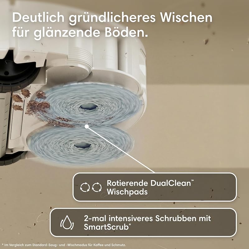 Roomba Plus 416 Saugroboter, AutoWash Basis, selbstreinigende Wischpads, Weiß