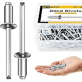 Mywish (250Pcs) 3/16" x 3/8" Blind Pop Rivets 3/16 Aluminum Grip and Steel Mandrel Blind Rivets, Open End 3/16 Rivets for Met