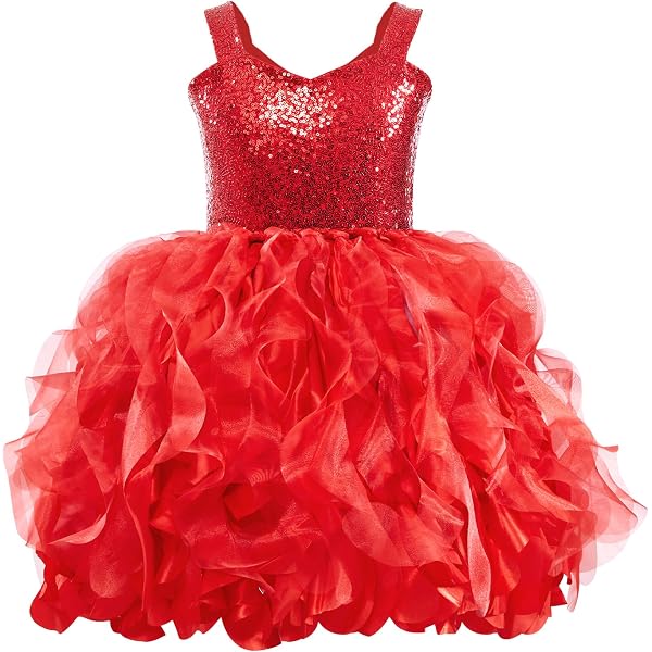 Amazon.com: Lito Holiday Christmas New Year's Satin Ribbon Toddler Girl's  Dress