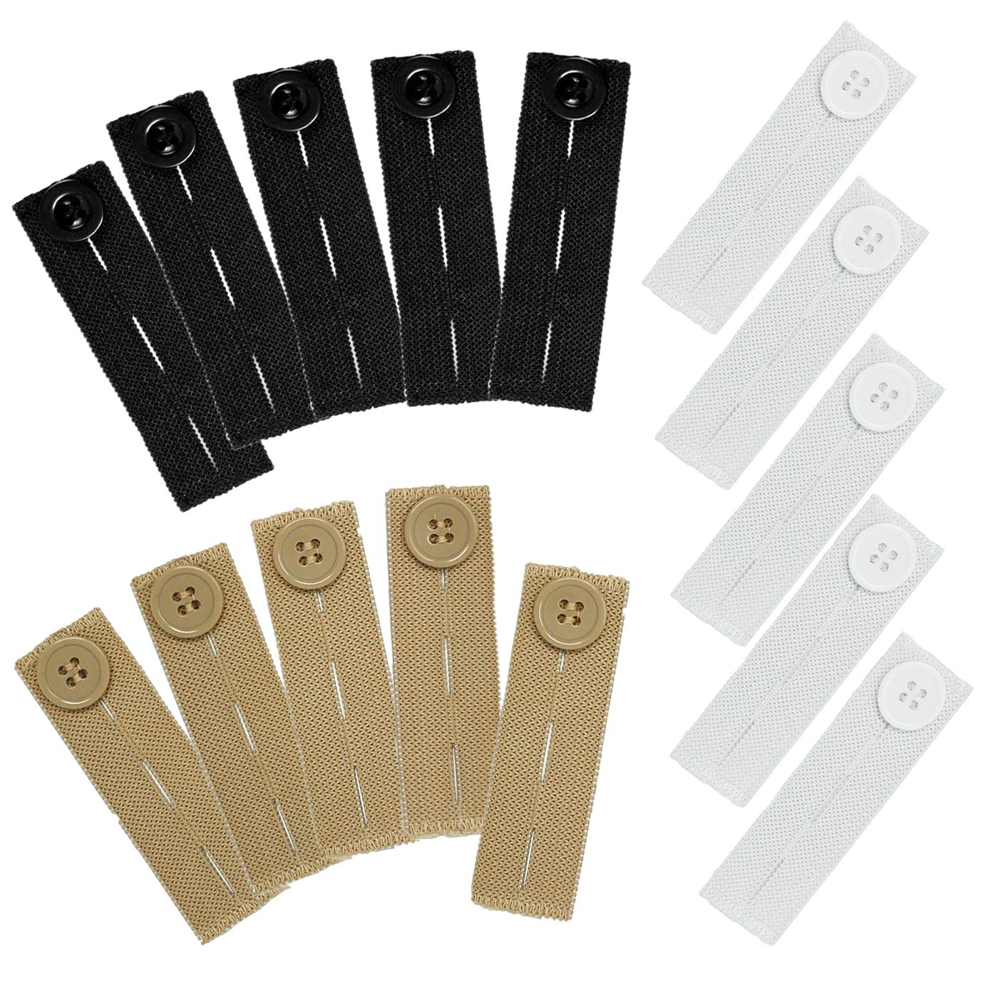 Photo 1 of 15 Pack Elastic Pants Waist Extender, Adjustable Pant Button Extenders (3 Colors)