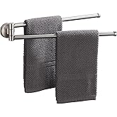 BGL Swivel Towel Bar for Bathroom Brushed Nickel,Swing Out Double Towel Bar 2-Arm Kitchen Wall Mounted Towel Hanger Holder fo
