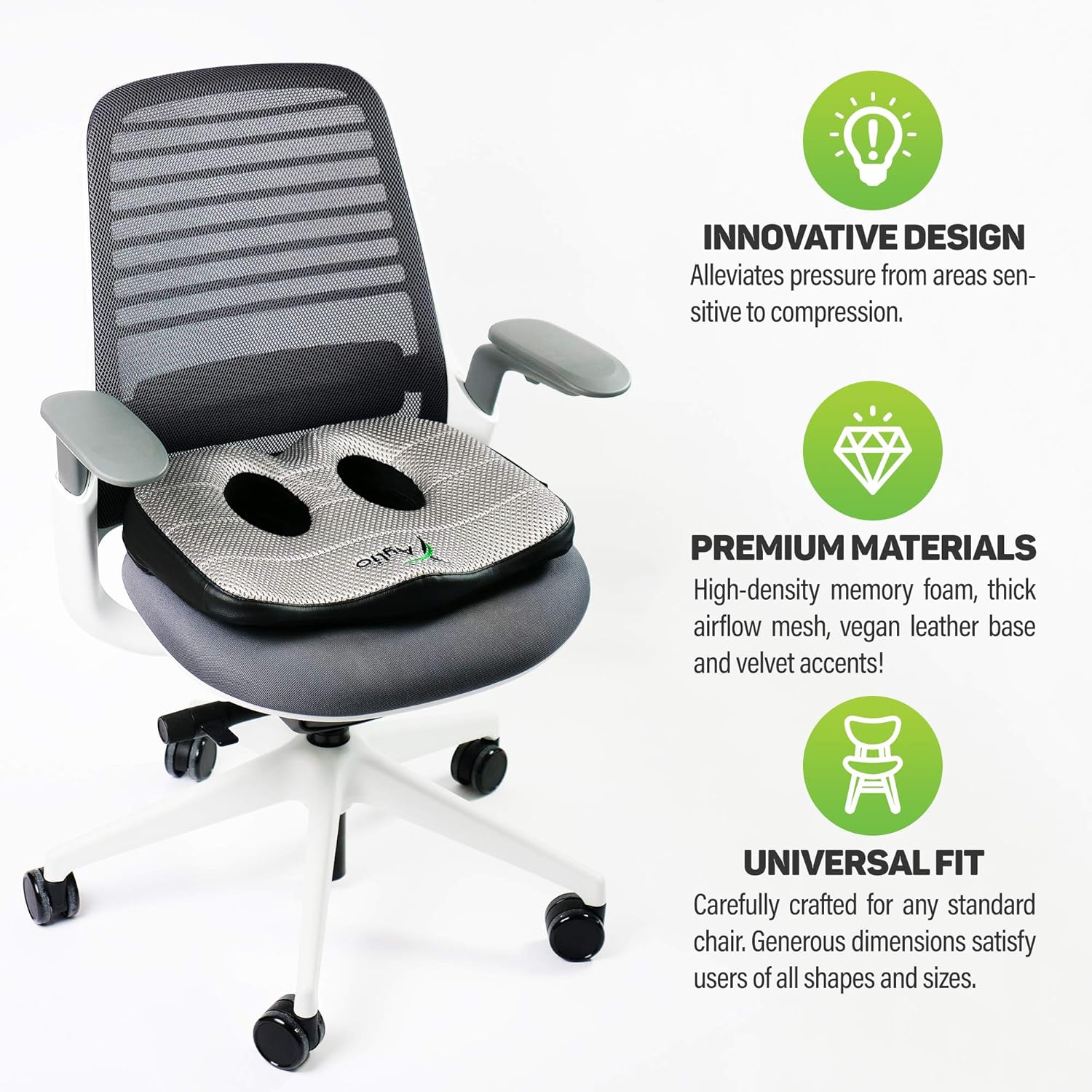 Aylio Socket Seat - Memory Foam Sit Bone Relief Cushion for Butt, Lower Back, Hamstrings, Hips, Ischial Tuberosity: Home & Kitchen