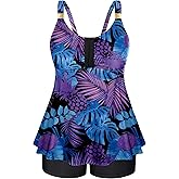 SOTHEA Plus Size Swimsuit for Women Two Piece Bathing Suits with Pockets Tummy Control Tankini Sets 2026 Flowy Swimwear