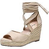 Vepose Women's Platform Wedge Sandals Rome Espadrilles Open Toe High Heel Sandals for Women with Lace-Up