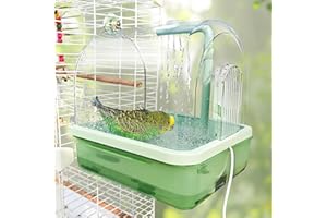 KFPSHLQE Electric Bird Bath for Cage,Hanging Bird Bath for Cage,Bird Shower,Automatic Pet Bird Bath for Parakeet, for Parakeets,Cockatiels,Canary,Budgerigar(Green) (3.0)