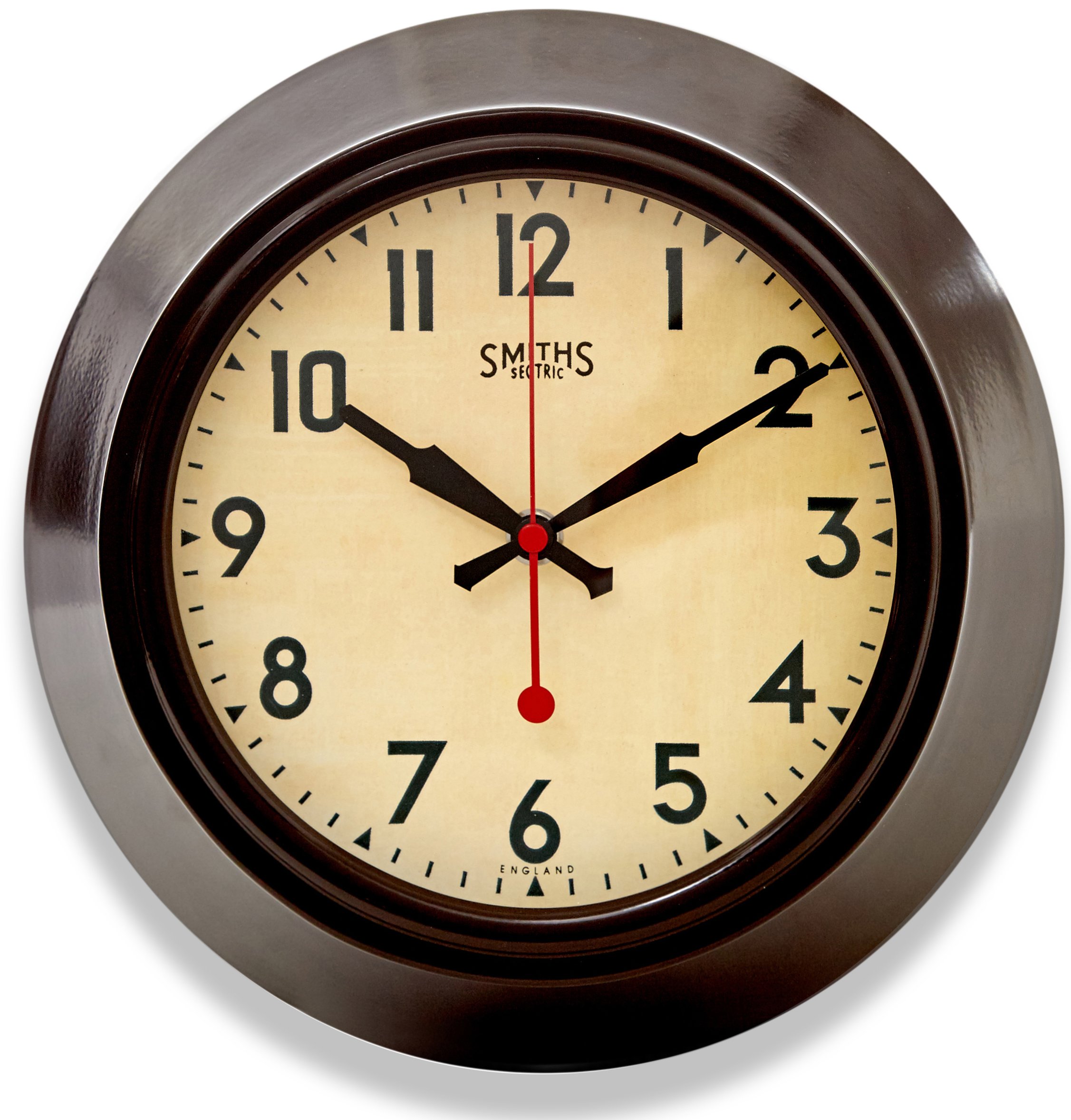 Brown Metal Wall Clock, Smiths Dial - 25.5cm
