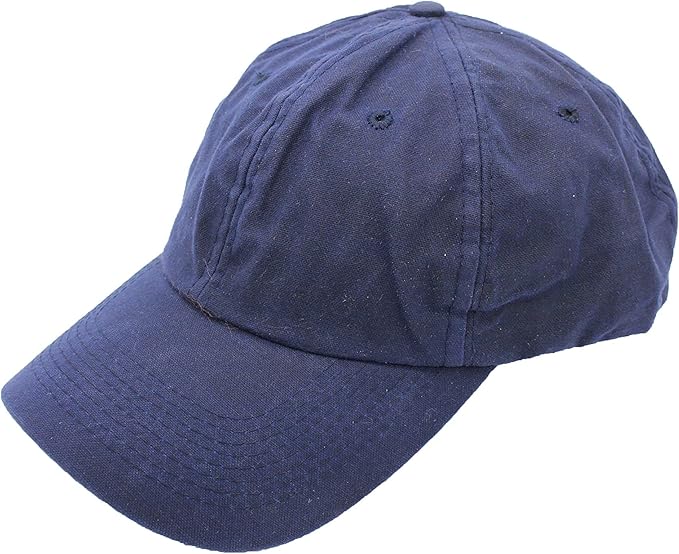 DH Mens Navy Blue Waterproof Waxed Cotton Adjustable Lined Baseball Cap