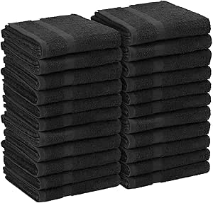 Utopia Towels Cotton Salon Towels - Gym Towel - Hand Towel - (24-Pack, Black) - 16 inches x 27 inches - Not Bleach Proof - Ringspun-Cotton, Maximum Softness and Absorbency, Easy Care