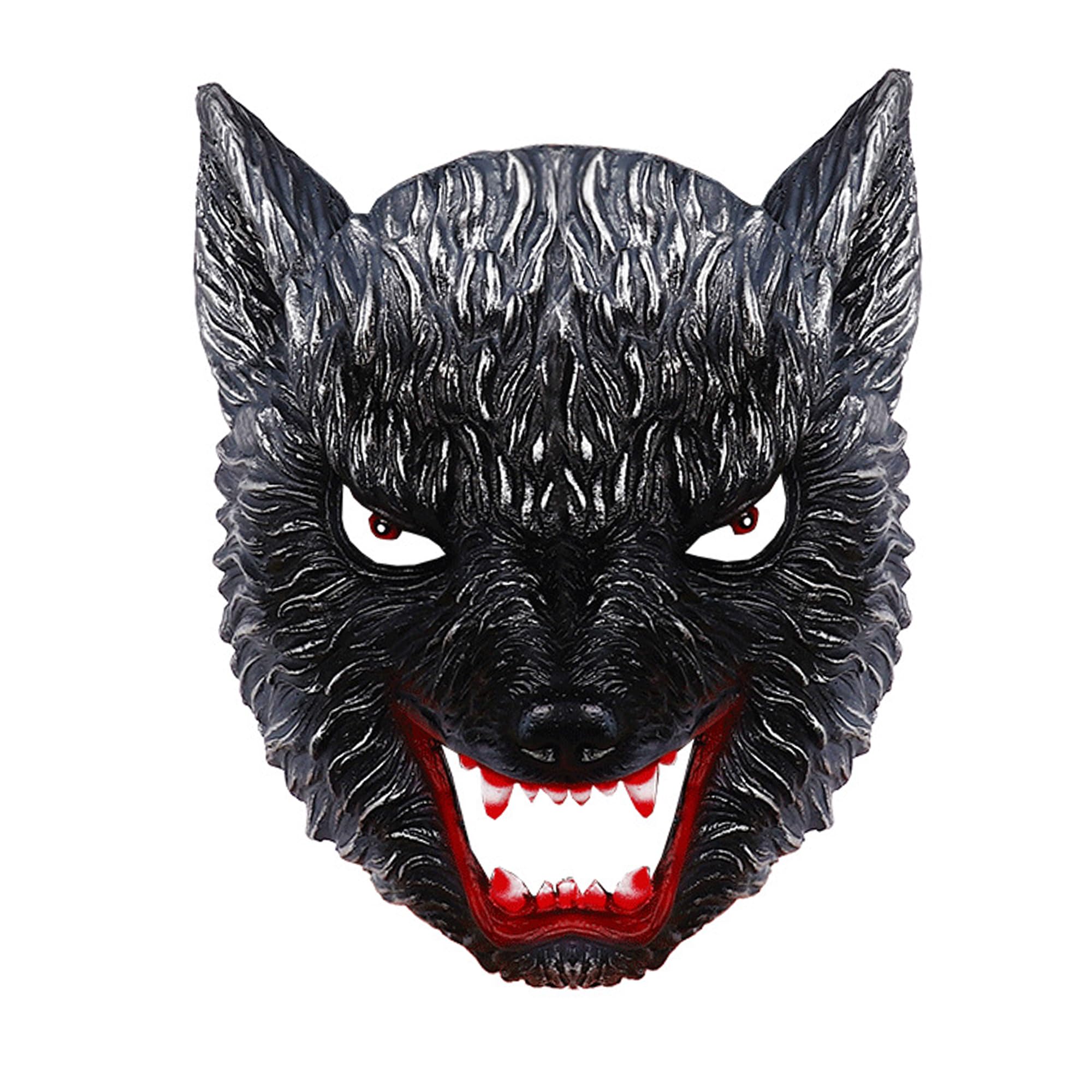 Faxianther Bloody Mouth Fangs Werewolf Full Face Mask Men Women Horror Cosplay Halloween Mardi Gras Masquerade Animal Werewolf Wolf Mask Costume Accessory Spook House Decoration Prop Party Supplies