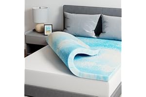 Novilla Queen Memory Foam Mattress Topper 3 Inch, Cooling Gel Infused, Ventilated Pressure Relief Pad, Medium Comfort for Sofa, RV, Camper, Dorm Room