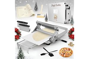 DRAKO-MYXX Folding Dough Sheeter with 23.6" x 11.8" Sheeter Board, Includes Dough Mat(23.6" x 15.8"), 2 Pastry Brushs, 2 Scrapers, Wool Brush, Manual Dough Roller with 55 Thickness Settings, Stainless Steel