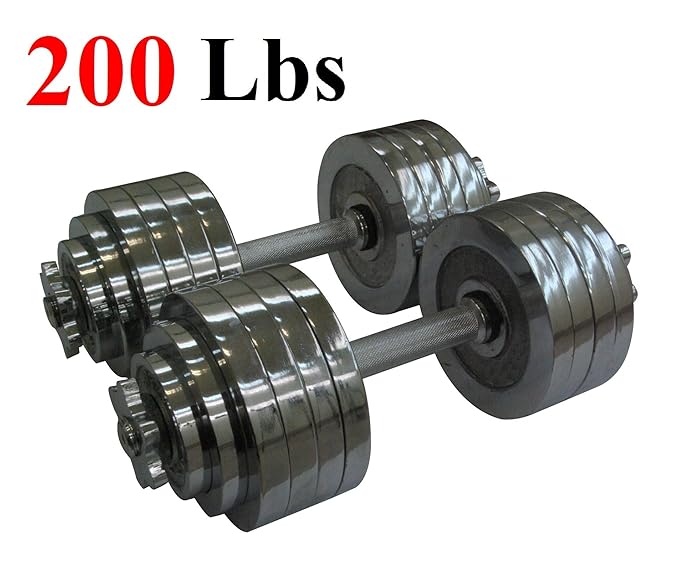 One Pair of Adjustable Dumbbells Chrome Plated Metal Total 200 Lbs (2 X 100 Lbs) by dumbbells