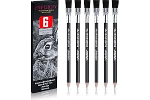 HIFORNY 6pcs Eraser Pencil with Brush,Eraser Pencils for Artists,Erasing Small Details or add Highlights for Sketching,Charco