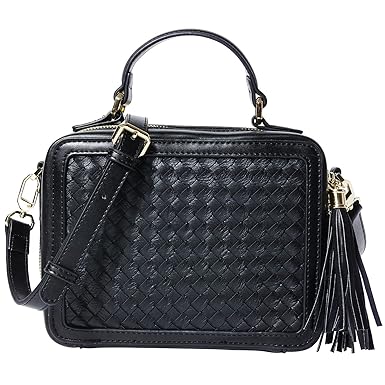 PACO TORA PACO TORA Crossbody Bags for Women Tassel Handbags Woven Shoulder Bag Satchel(Medium, Black)