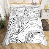 jejeloiu Black White Duvet Cover Queen Size Kids Abstract Art Comforter Cover Set for Boys Girls Teens Stripes Modern Art Bedding Set Breathable Geometric Bedspread Cover Room Decor Quilt Cover