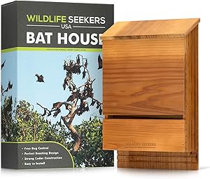 Wildlife Seekers USA - Premium Cedar Wood Bat House - Durable Double Chamber Bat Box for Outdoors - Easy to Mount Wooden Bat Shelter - Attracts and Lures Bats - Simple Eco-Friendly Skeeter Control