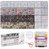 FZIIVQU 1400 Pcs Letter Beads Kit, 28 Styles White Acrylic Alphabet Beads Letter Beads for Jewelry Making wiht Number Beads Heart Beads Friendship Bracelet Kit