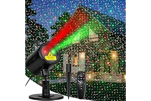 NIELFOI Christmas Projector Lights Outdoor, Red & Green Laser Light Projector with Remote and Timer, Waterproof Christmas Decorations for Indoor Garden Party Xmas Holiday New Year