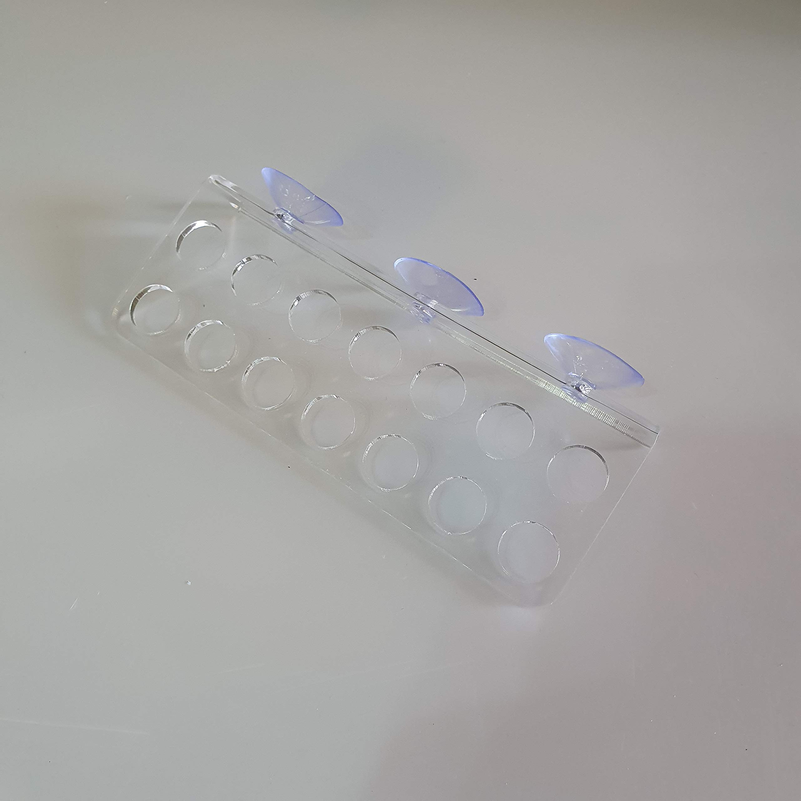 Reef-Geeks Laser Cut Acrylic 14-Hole Frag Rack for Aquarium | Compact, High-Flow Design for Frag Grow Out and Propagation Tanks | Holds Industry Standard 12mm Frag Plugs. (Clear)