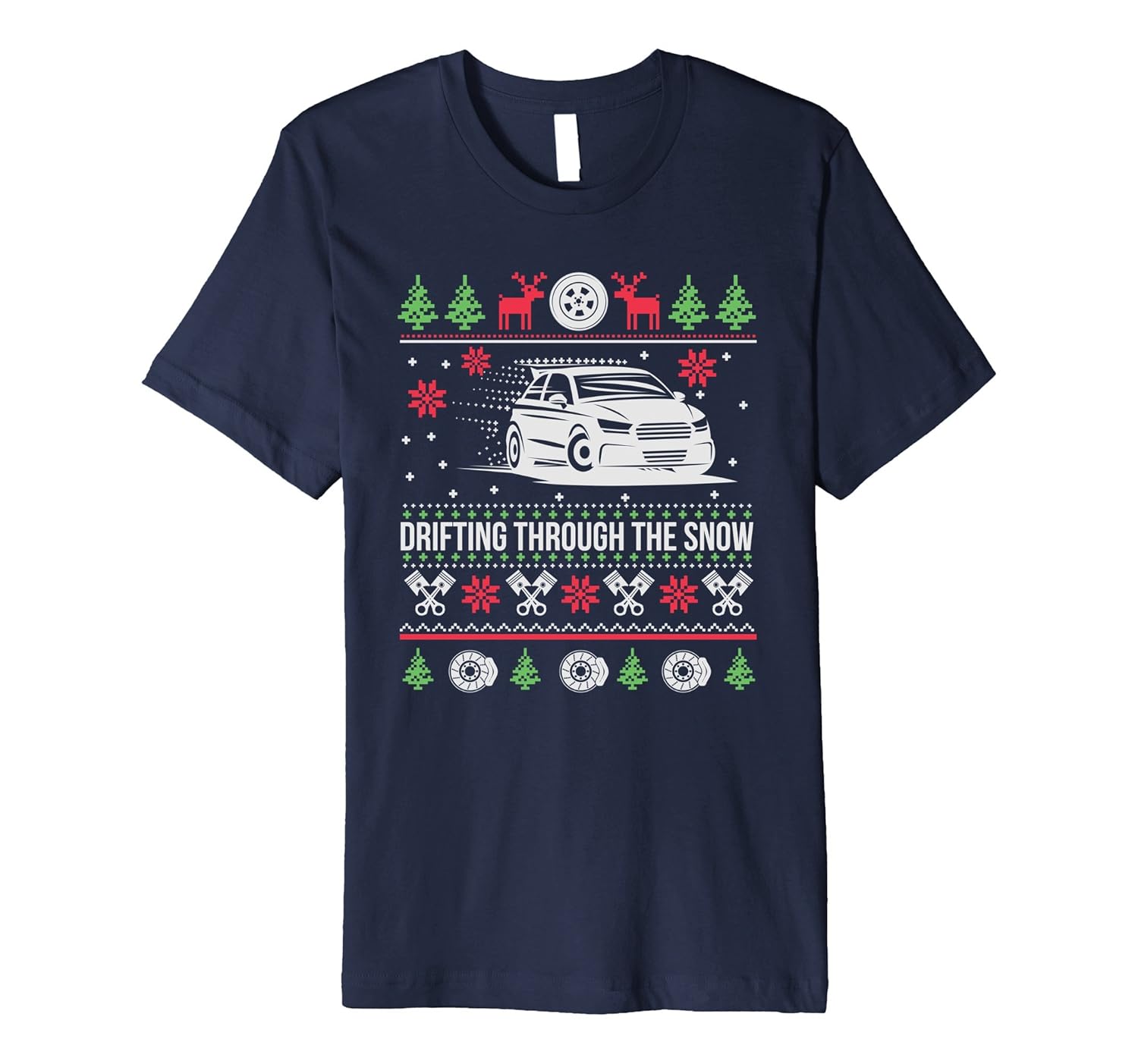 Ugly Christmas Drifting Through The Snow Car Lover T-Shirt-ANZ