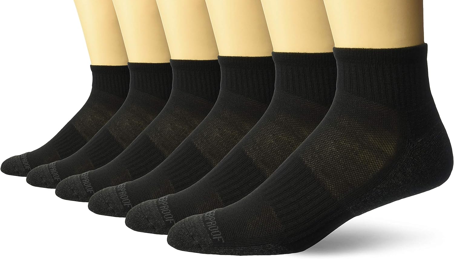 Weatherproof Men's 6 Pack Quarter Crew Socks, black/Gray, 1013 at Amazon Men’s Clothing store